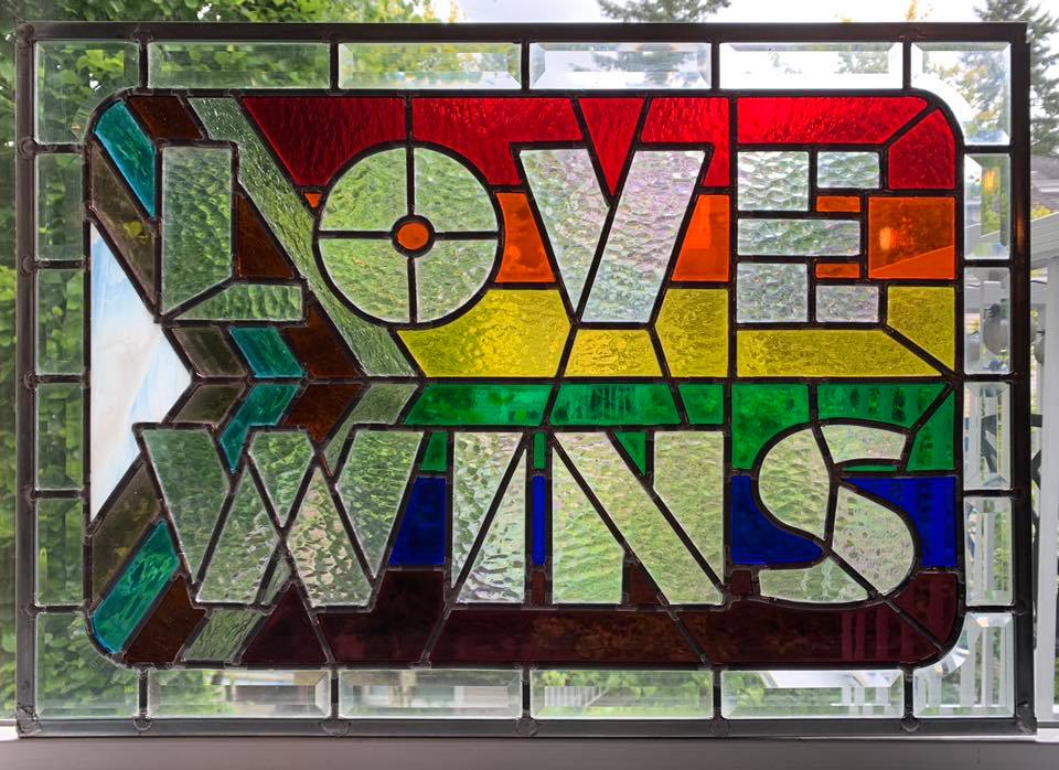 Love Wins Stained Glass Window by Infinity Glassworks