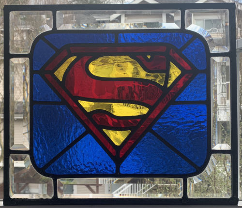 Superman Stained Glass Window by Infinity Glassworks