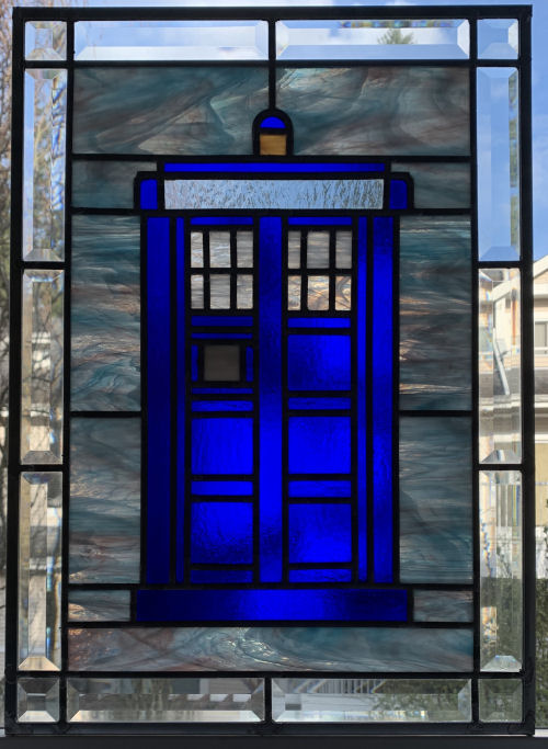 Tardis Doctor Who Stained Glass Window by Infinity Glassworks