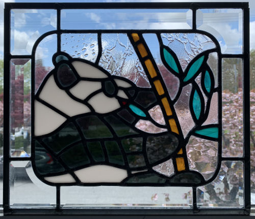 Panda Bear Stained Glass Window by Infinity Glassworks