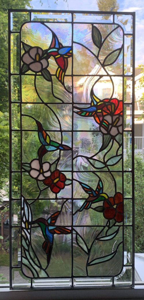 Hummingbird Stained Glass Window by Infinity Glassworks