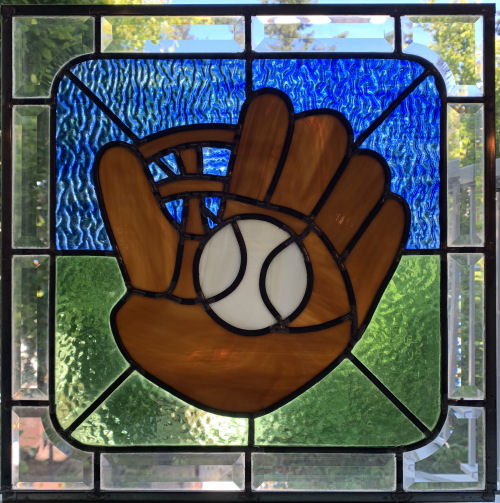 Baseball Glove Stained Glass Window by Infinity Glassworks