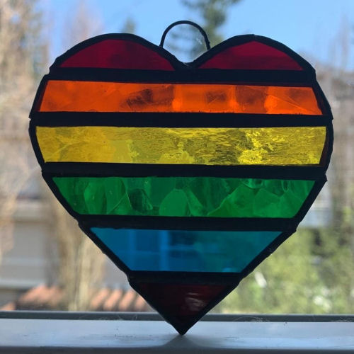 Stained Glass Pride Rainbow Heart by Infinity Glassworks
