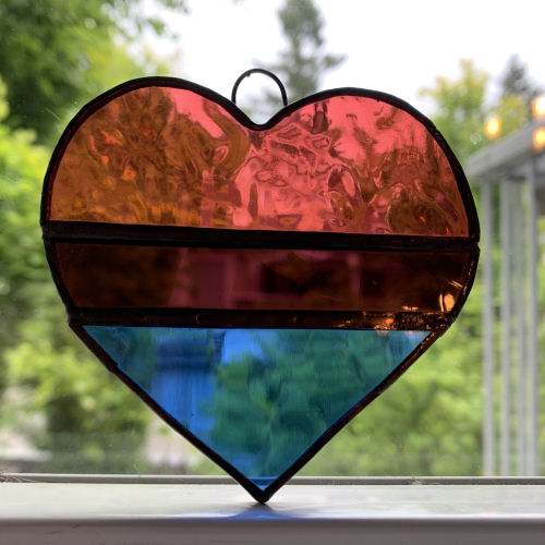 Stained Glass Bi Pride Heart by Infinity Glassworks