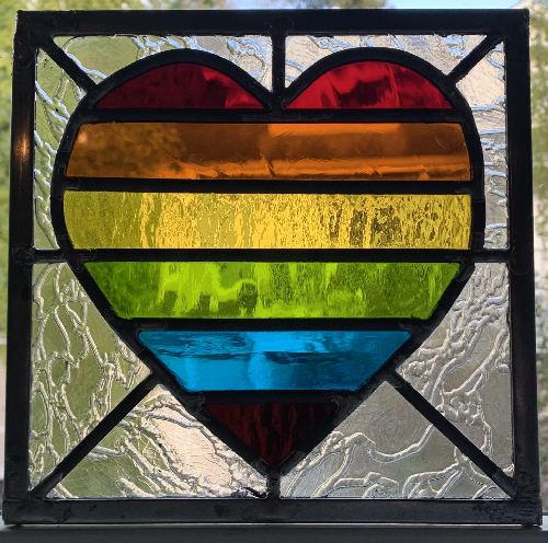Pride Heart Stained Glass Window by Infinity Glassworks