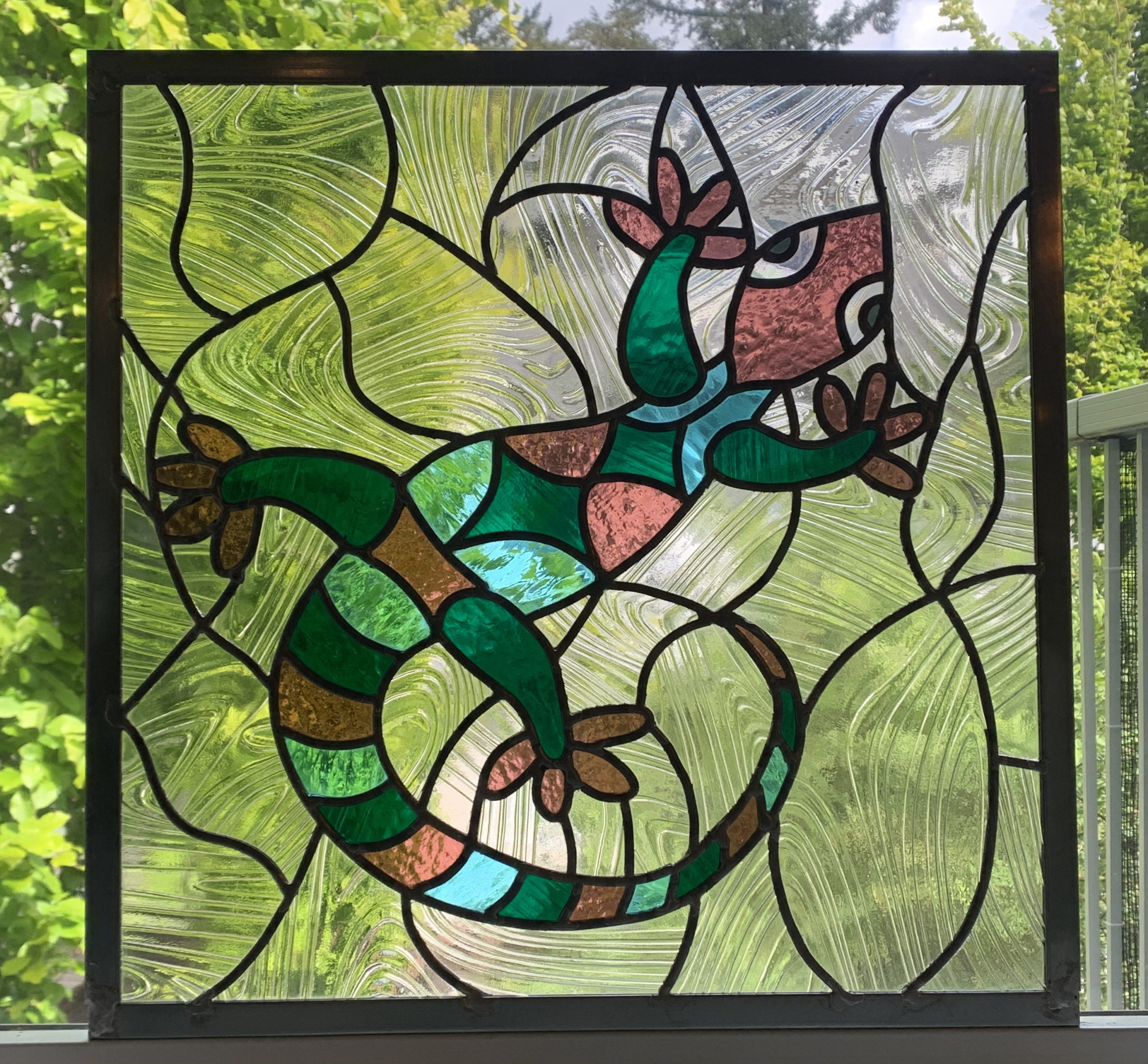 Gecko Stained Glass Window by Infinity Glassworks