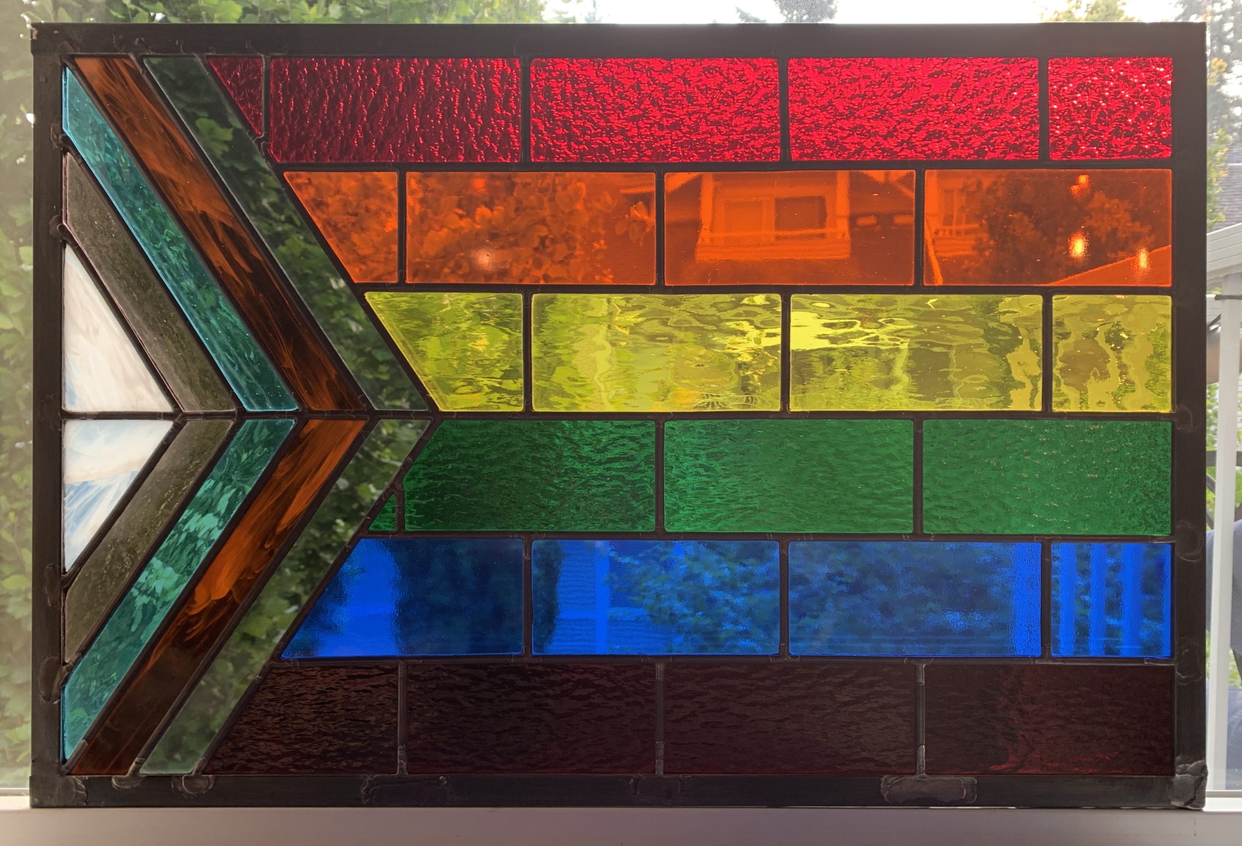 Progressive Pride Flag Stained Glass Window by Infinity Glassworks
